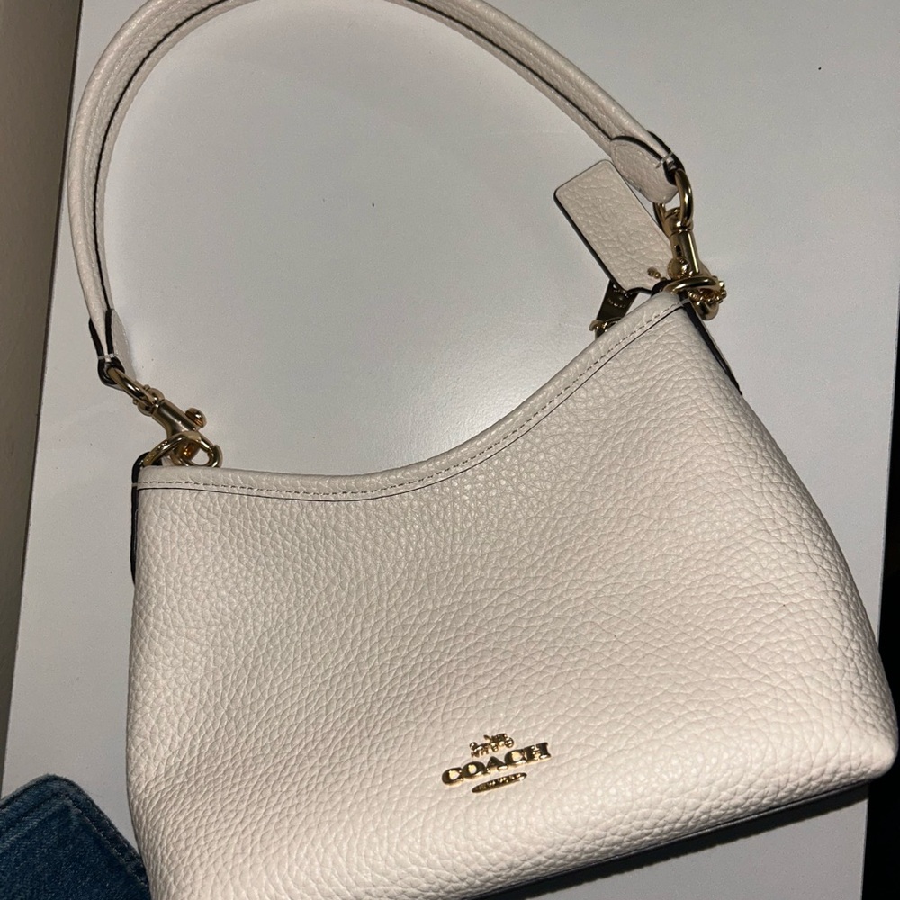 CoachLaurel Small Pebbled Leather Shoulder Bag with Gold Hardware